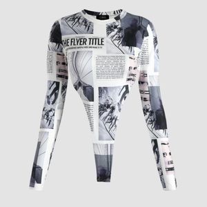 Cider Large Newspaper Print Bodysuit